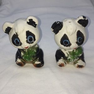 Vintage Panda Bear Salt & Pepper Shaker Figurines